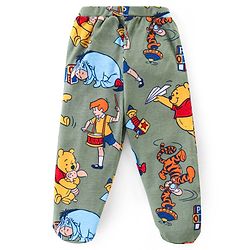 Babyhug Disney Interlock Knit Full Sleeves Onesie with Leggings and Cap Winnie The Pooh Graphic -Yellow & Light Green