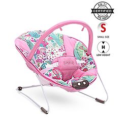 Babyhug Light Weight Comfy Bouncer With Music & Calming Vibrations Jungle Print - Pink (Without Toys)