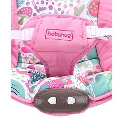 Babyhug Light Weight Comfy Bouncer With Music & Calming Vibrations Jungle Print - Pink (Without Toys)