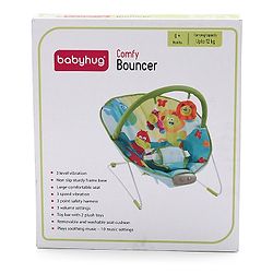 Babyhug Light Weight Comfy Bouncer With Music & Calming Vibrations Jungle Print - Pink (Without Toys)