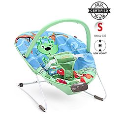 Babyhug Light Weight Comfy Bouncer With Music & Calming Vibrations Animal Print - Blue Green (Without Toys)