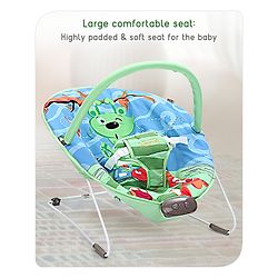 Babyhug Light Weight Comfy Bouncer With Music & Calming Vibrations Animal Print - Blue Green (Without Toys)