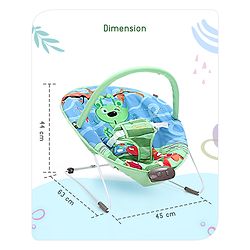 Babyhug Light Weight Comfy Bouncer With Music & Calming Vibrations Animal Print - Blue Green (Without Toys)