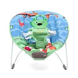 Babyhug Light Weight Comfy Bouncer With Music & Calming Vibrations Animal Print - Blue Green (Without Toys)