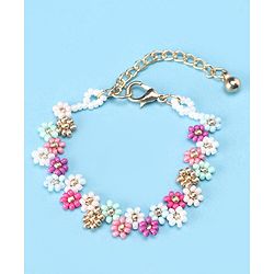 Babyhug Zig-Zag Necklace & Bracelets Floral Applique - Multicolor