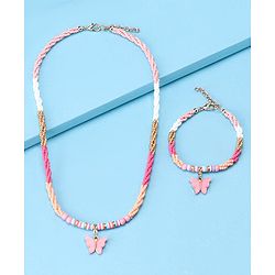Babyhug Beads Necklace & Bracelets with Butterfly Applique - Multicolor