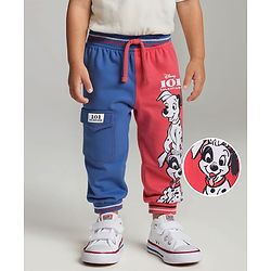 Babyhug Disney Terry Knit Full Length Lounge Pant With 101 Dalmatians Graphics - Blue & Red