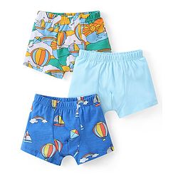 Babyhug 100% Cotton Knit Trunk with Boat Print Pack Of 3 - Multicolor