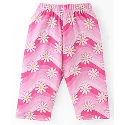 Babyhug Cotton Knit Full Sleeves Night Suit With Floral Print - Pink
