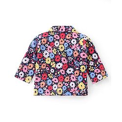 Babyhug Cotton Knit Full Sleeves Night Suit With Floral Print - Navy