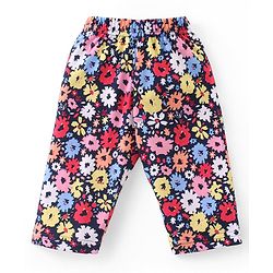 Babyhug Cotton Knit Full Sleeves Night Suit With Floral Print - Navy