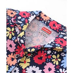 Babyhug Cotton Knit Full Sleeves Night Suit With Floral Print - Navy
