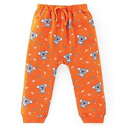 Babyhug Cotton Knit Full Length Diaper Leggings with Stripes & Koala Print Pack of 3 - Blue & Orange