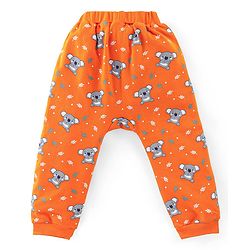 Babyhug Cotton Knit Full Length Diaper Leggings with Stripes & Koala Print Pack of 3 - Blue & Orange