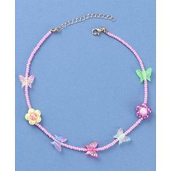Babyhug Necklace with Butterfly and Flower Applique - Multicolor