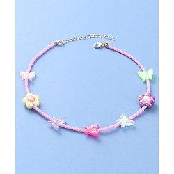 Babyhug Necklace with Butterfly and Flower Applique - Multicolor