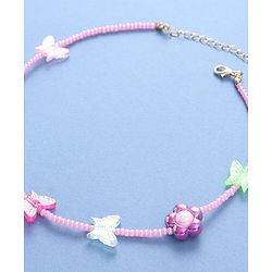 Babyhug Necklace with Butterfly and Flower Applique - Multicolor