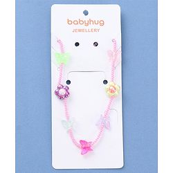 Babyhug Necklace with Butterfly and Flower Applique - Multicolor