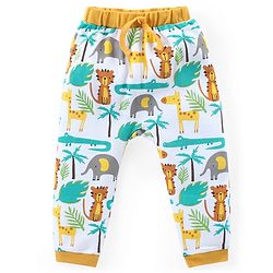 Babyhug Cotton Knit Full Length Diaper Pants Jungle Safari Theme Pack of 3 - Orange