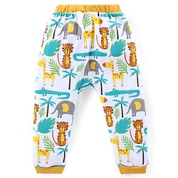 Babyhug Cotton Knit Full Length Diaper Pants Jungle Safari Theme Pack of 3 - Orange