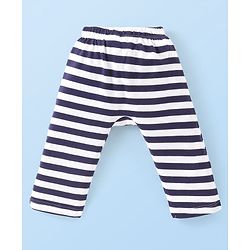 Babyhug  Cotton Knit Full Length Diaper Leggings with Stripes & Dino Print Pack of 3 - Multicolor
