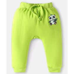 Babyhug Cotton Knit Full Length Diaper Pants Striped & Animal Print Pack Of 3 - Blue & Neon Green