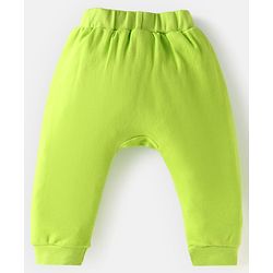 Babyhug Cotton Knit Full Length Diaper Pants Striped & Animal Print Pack Of 3 - Blue & Neon Green