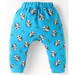 Babyhug Cotton Knit Full Length Diaper Pants Striped & Animal Print Pack Of 3 - Blue & Neon Green