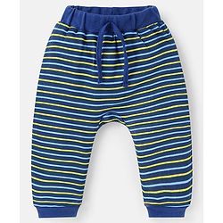 Babyhug Cotton Knit Full Length Diaper Leggings With Stripes & Space Theme Print Pack Of 3 - Navy White & Light Blue