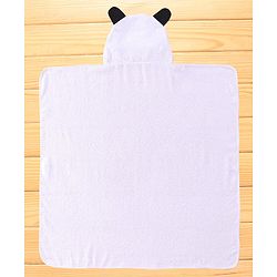 Babyhug Cotton Woven Bath Towel with Panda Print L 76.2 x B 76.2  cm - White