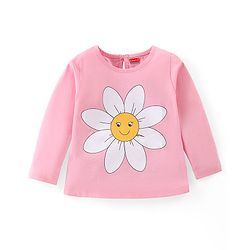 Babyhug Cotton Knit Full Sleeves Floral Printed Night Suit - Pink