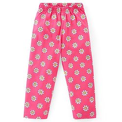 Babyhug Cotton Knit Full Sleeves Floral Printed Night Suit - Pink