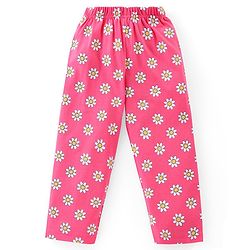 Babyhug Cotton Knit Full Sleeves Floral Printed Night Suit - Pink