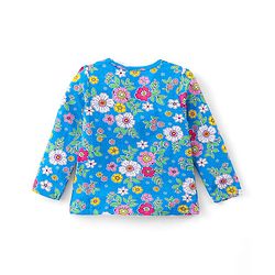 Babyhug Cotton Knit Full Sleeves Night Suit With Floral Print - Blue
