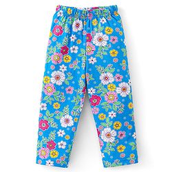 Babyhug Cotton Knit Full Sleeves Night Suit With Floral Print - Blue