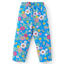 Babyhug Cotton Knit Full Sleeves Night Suit With Floral Print - Blue