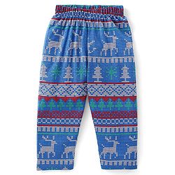Babyhug Cotton Knit Full Sleeves Night Suit with Deer Print - Navy Blue