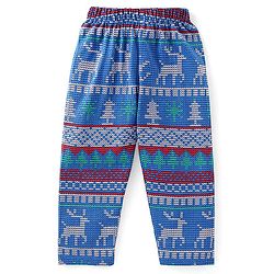 Babyhug Cotton Knit Full Sleeves Night Suit with Deer Print - Navy Blue