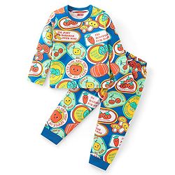 Babyhug Cotton Knit Full Sleeves  Night Suit With Fruits & Veggies Print - Multicolor