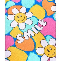 Babyhug Cotton Knit Full Sleeves Night Suit With Floral Smiley Print - Multicolor