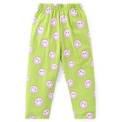 Babyhug Cotton Knit Full Sleeves Night Suit With Smiley Emoticons Print - Green