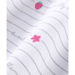 Babyhug Cotton Knit Full Sleeves Night Suit with Star Print & Bow Detailing - White & Pink
