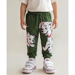 Babyhug Disney Terry Cotton Knit Full Length Lounge Pant With 101 Dalmatians Graphics - Green