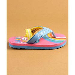 Cute Walk by Babyhug Flip Flops With Back Strap Closure & Text Print - Pink