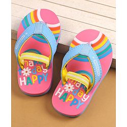Cute Walk by Babyhug Flip Flops With Back Strap Closure & Text Print - Pink
