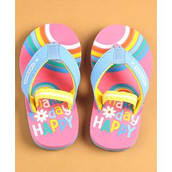 Cute Walk by Babyhug Flip Flops With Back Strap Closure & Text Print - Pink