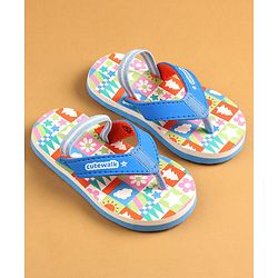 Cute Walk by Babyhug Flip Flops with Back Strap - Blue & Orange