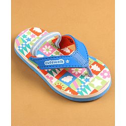 Cute Walk by Babyhug Flip Flops with Back Strap - Blue & Orange