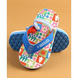 Cute Walk by Babyhug Flip Flops with Back Strap - Blue & Orange