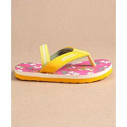 Cute Walk by Babyhug Floral Printed Flip Flops with Back Strap - Dark Pink